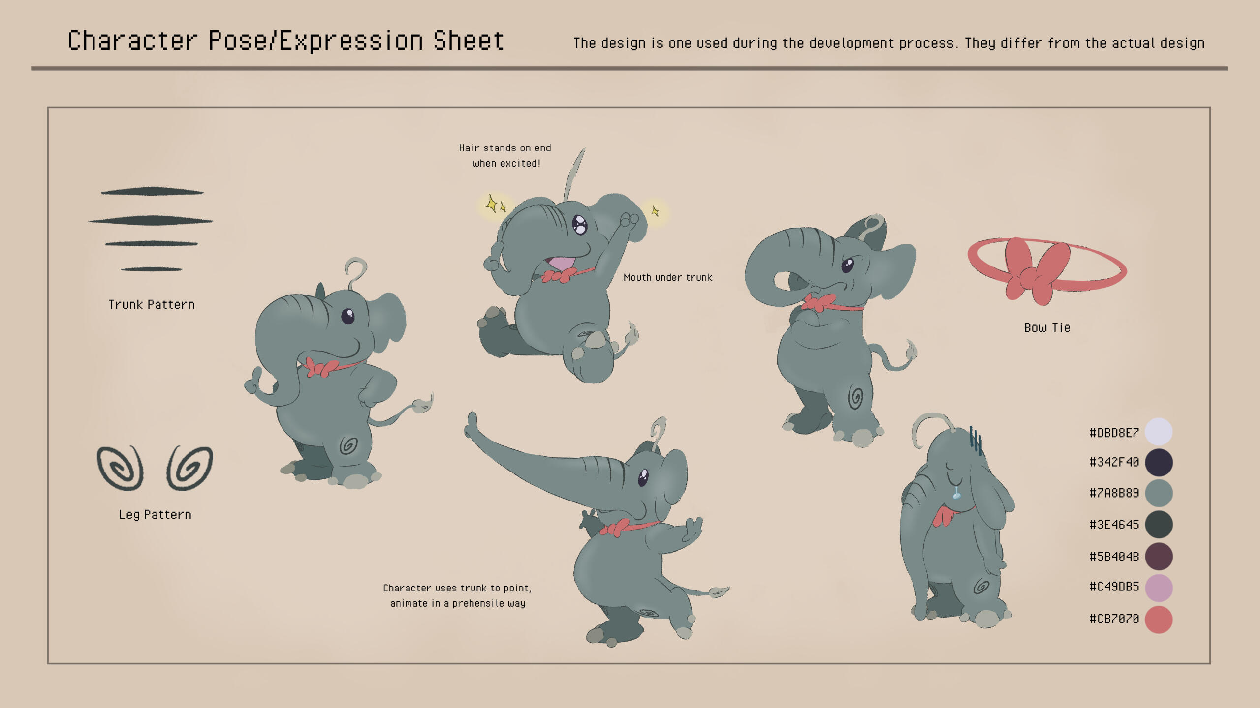 Elephant Character Commission Expression Sheet